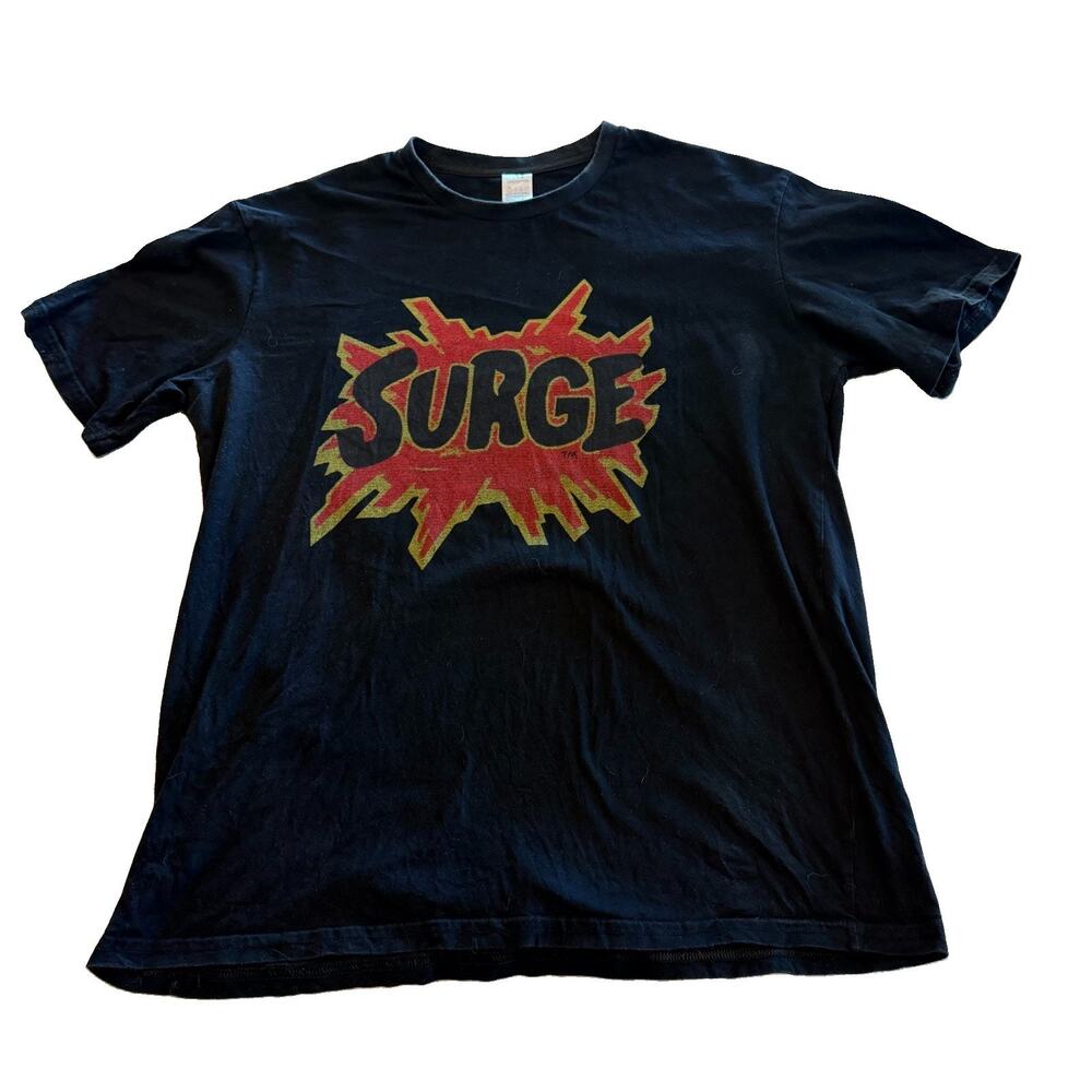 SURGE Soda T Shirt Mens M Black Coca Cola Logo Graphic Tee 90s Y2K Style